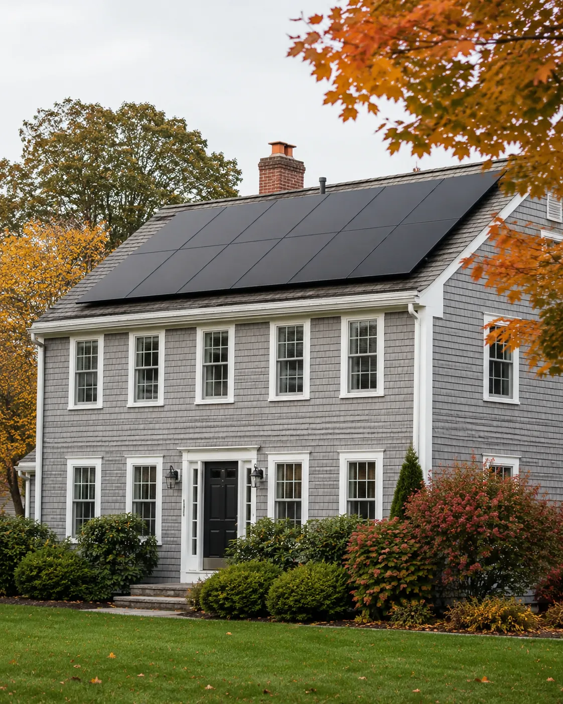 Solar panels on a New England home