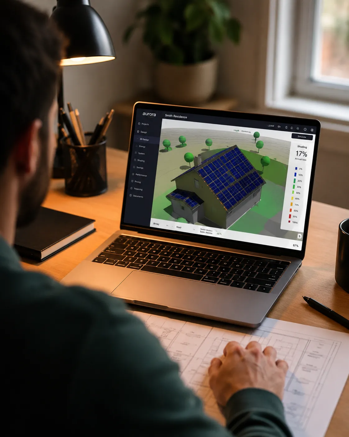 Designer working on an Aurora solar layout